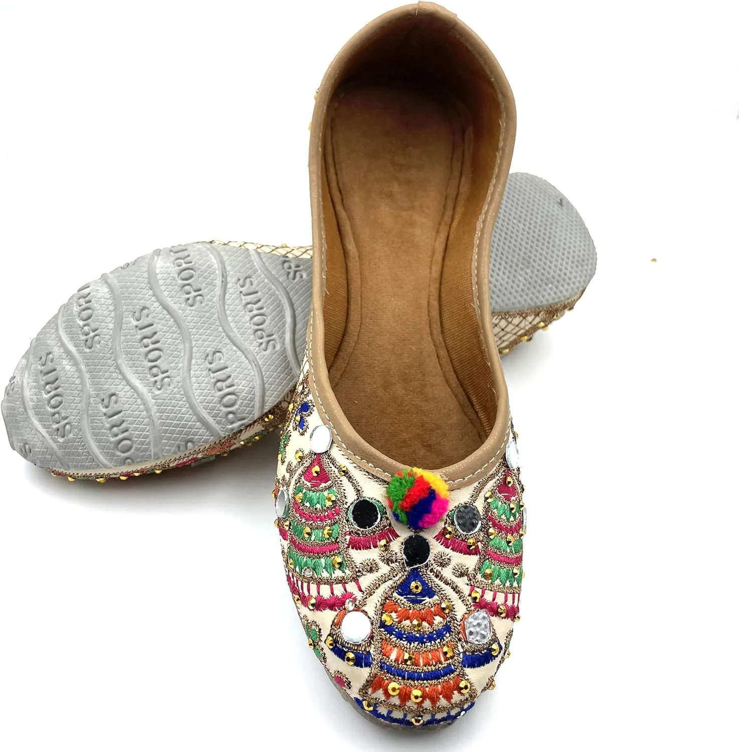 Chandrakala Bridal Mojaris for Women Flats Punjabi Jutti (WF131-P)