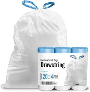 Charmount 4 Gallon Trash Bag - Drawstring Small Trash Bags for Bathroom, Kitchen, Office and Bedroom, Unscented, 120 Count (Upgraded – Individual Design)…