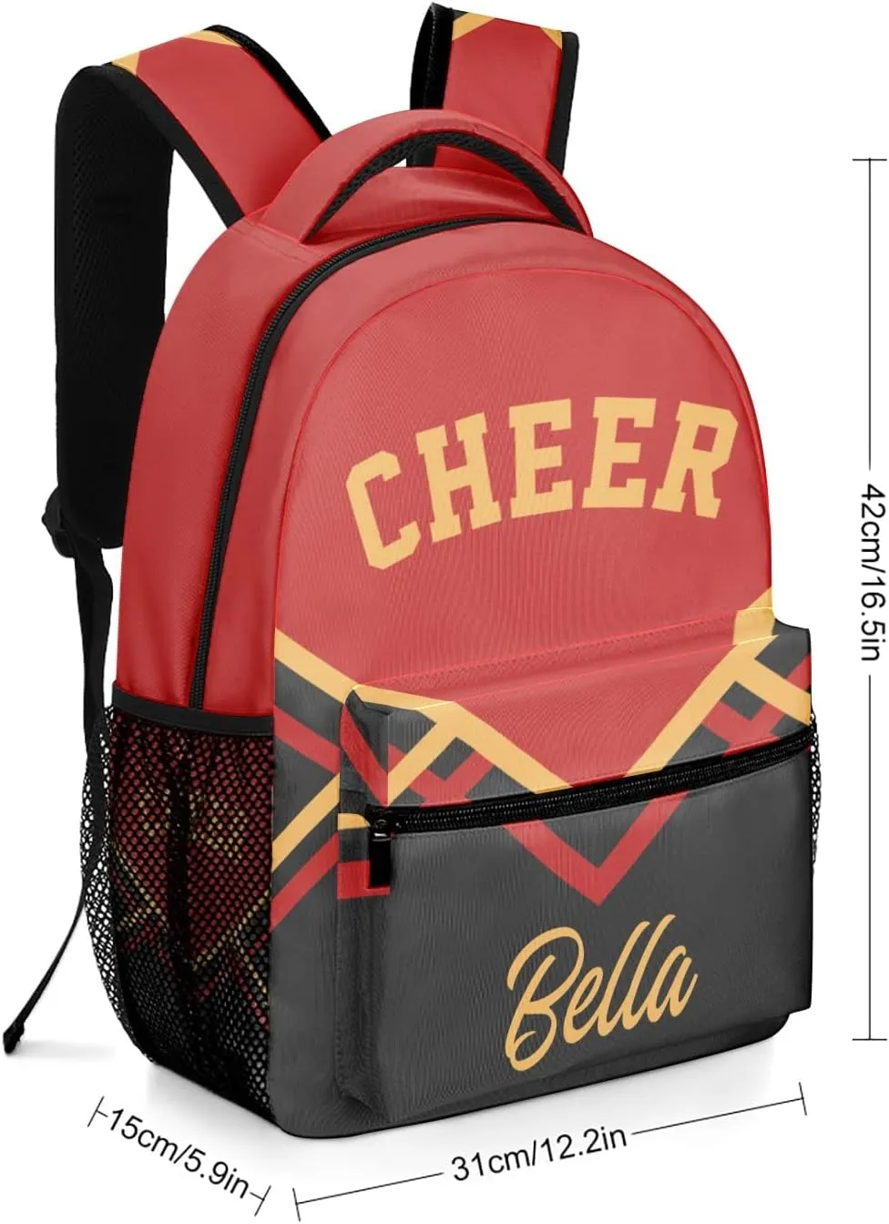 Cheerleaders Red Yellow Backpack Personalized Name Laptop Travel Hiking Camping Daypack