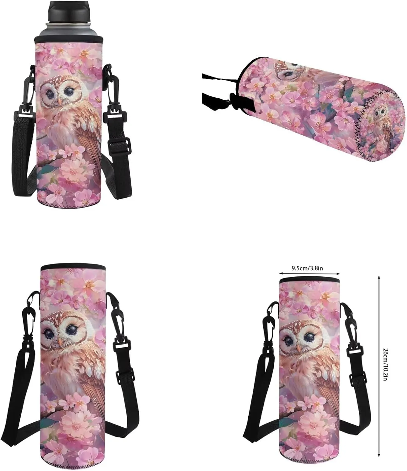 Cherry Blossom Owl Girls Backpack 5Th with Lunch Box Elementary School Backpack for Girls Boys with Lunch Bag Water Bottle Sleeves Pencil Case Personalized Customized Service