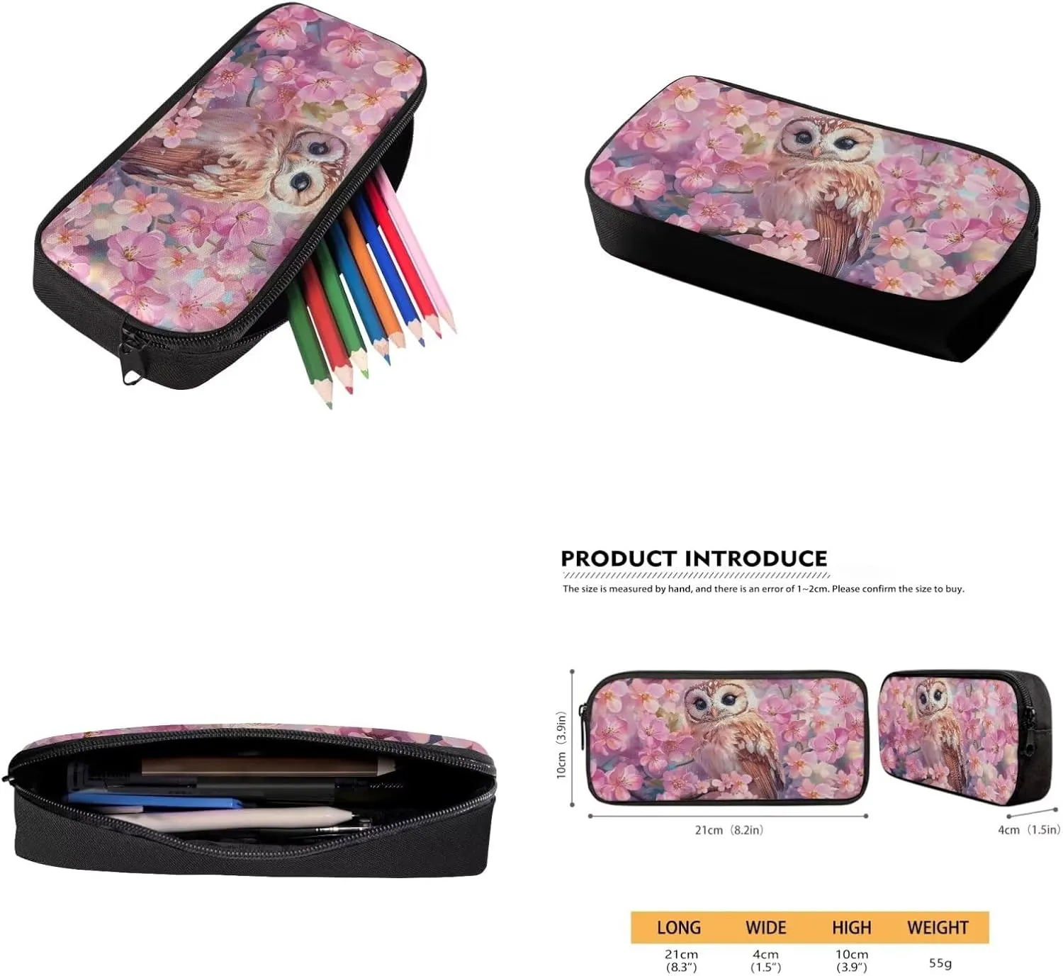 Cherry Blossom Owl Girls Backpack 5Th with Lunch Box Elementary School Backpack for Girls Boys with Lunch Bag Water Bottle Sleeves Pencil Case Personalized Customized Service