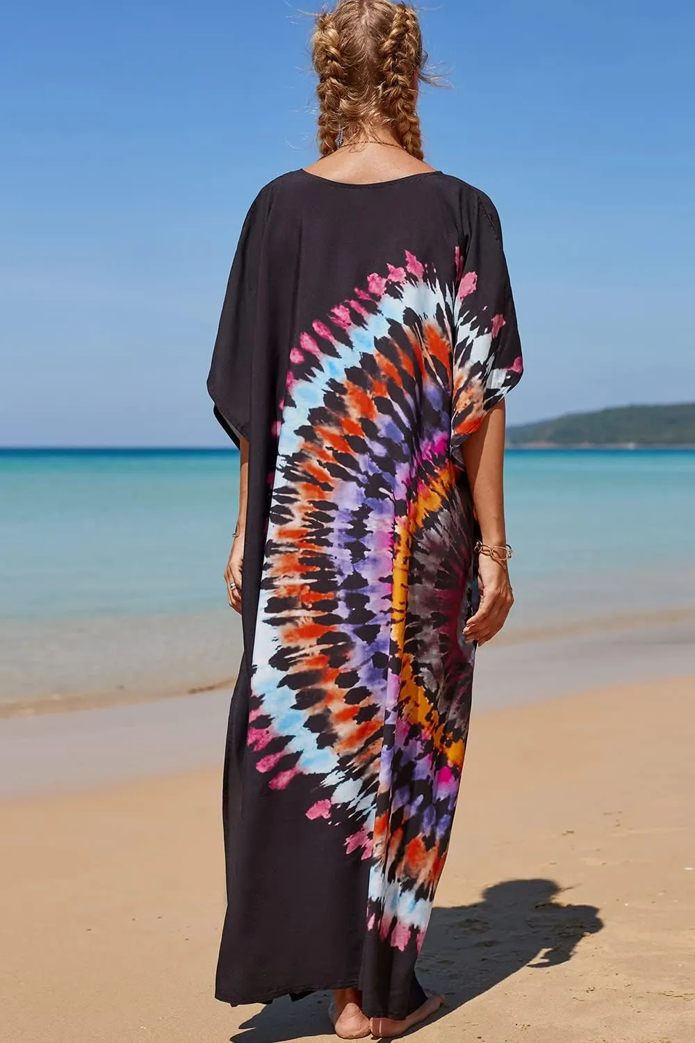 CHERRY CAT Women Beachwear Long Beach Coverups Kaftan Casual Caftan Dress Swimwear cover ups