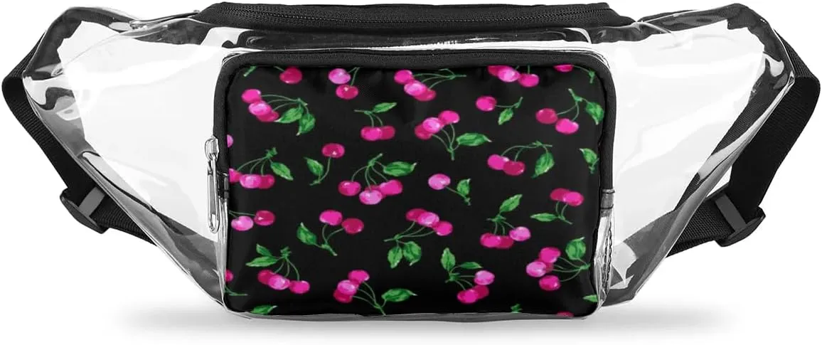 Cherry Fruits Clear Fanny Pack Stadium Approved Clear Crossbody Belt Bag for Women Men Transparent Waist Bag with Adjustable Strap for Concerts Sports Events Travel