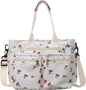 Cherry Tote Bags for Women - Coquette Handbag Large Capacity Cherry Crossbody Work Tote Purse Nylon Shoulder Bag