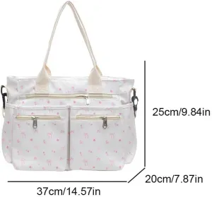 Cherry Tote Bags for Women - Coquette Handbag Large Capacity Cherry Crossbody Work Tote Purse Nylon Shoulder Bag