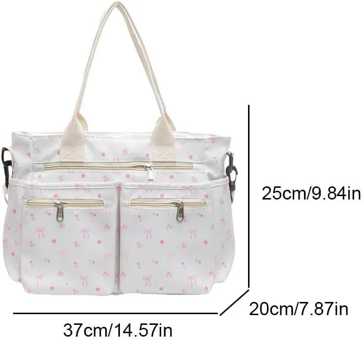 Cherry Tote Bags for Women - Coquette Handbag Large Capacity Cherry Crossbody Work Tote Purse Nylon Shoulder Bag