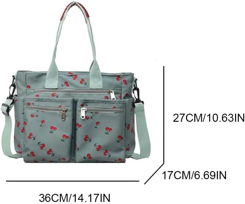 Cherry Tote Bags for Women - Coquette Handbag Large Capacity Cherry Crossbody Work Tote Purse Nylon Shoulder Bag