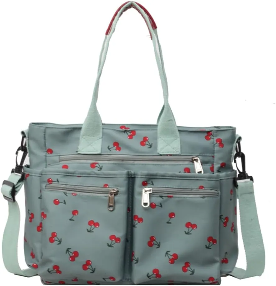 Cherry Tote Bags for Women - Coquette Handbag Large Capacity Cherry Crossbody Work Tote Purse Nylon Shoulder Bag