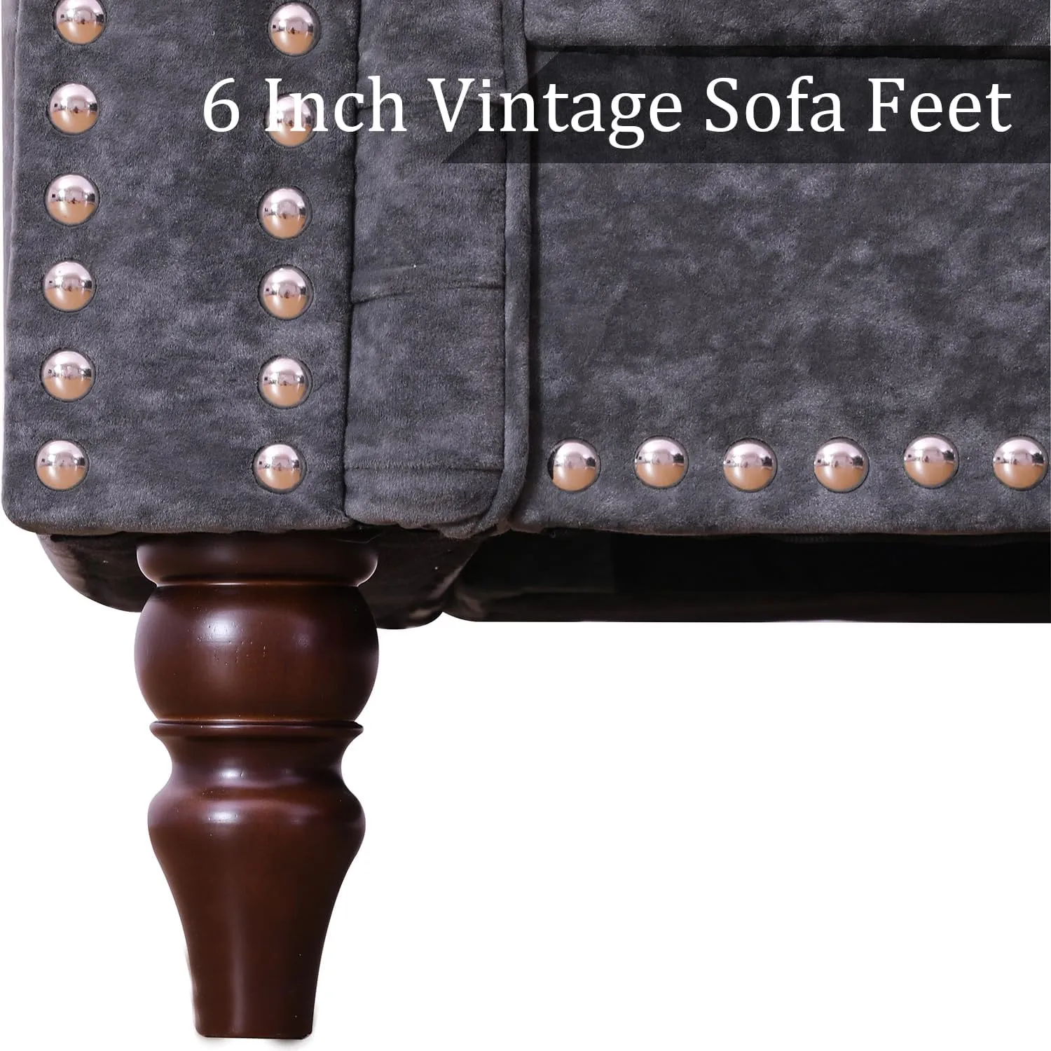 Chesterfield Sectional Sofa,Deep 80 Inch Luxurious L Shaped Couch Button Tufted Velvet Sofa/Upholstered Rolled Arm with Rivets/Chesterfield Settee Modern 5 Seater Sofa for Living Room，Black