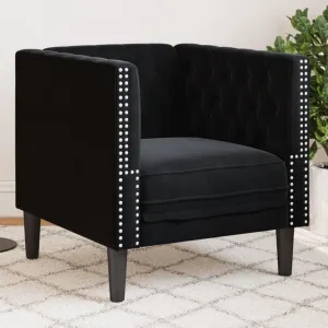 Chesterfield Sofa Chair Black Velvet, Sleeper Sofa, Recliner Sofa Set, Living Room Furniture, Luxurious and Comfortable Sofas for Living Room