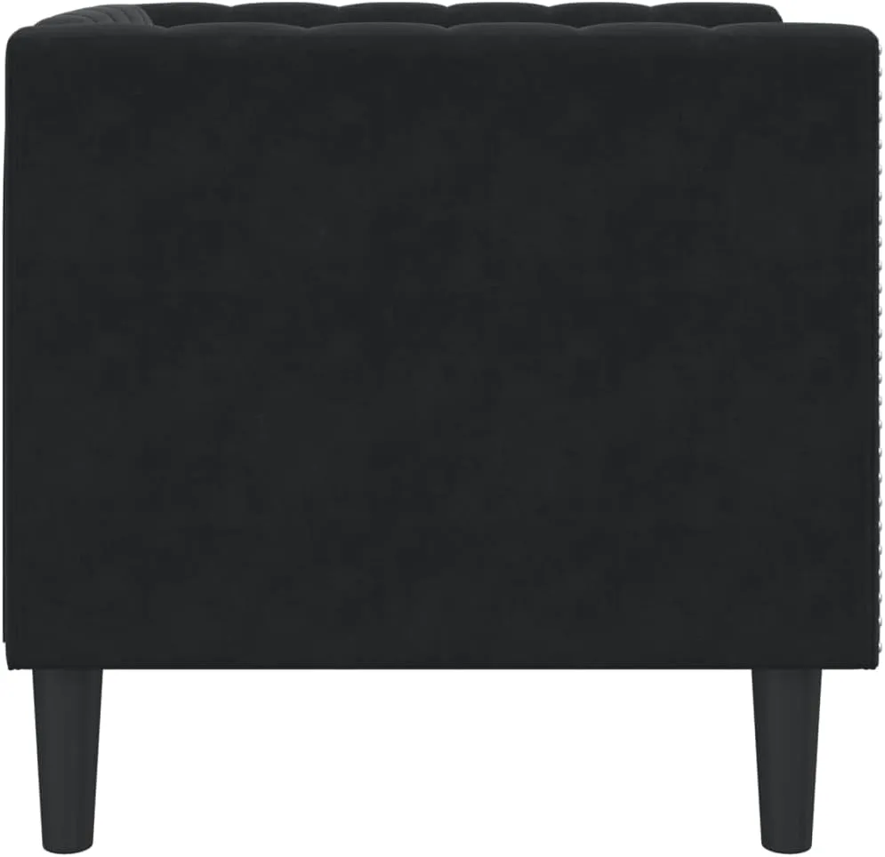 Chesterfield Sofa Chair Black Velvet, Sleeper Sofa, Recliner Sofa Set, Living Room Furniture, Luxurious and Comfortable Sofas for Living Room
