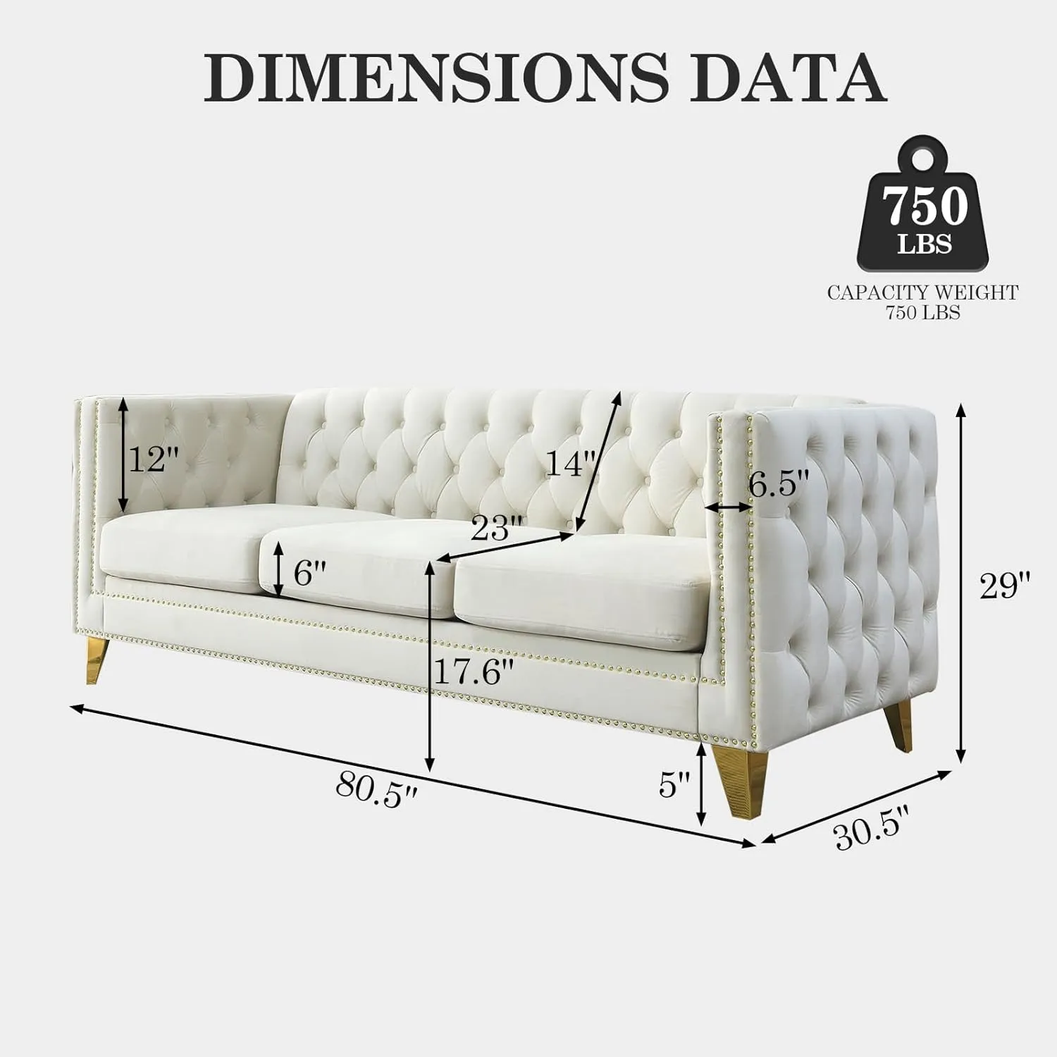 Chesterfield Sofa,Oversized Velvet Sofa Couch,3 Seater Deep Seat Sofa,Modern Sofa Chair with Button Nailhead,Upholstered Futon Couches,Furniture for Living Room,Bedroom,Office(Beige)