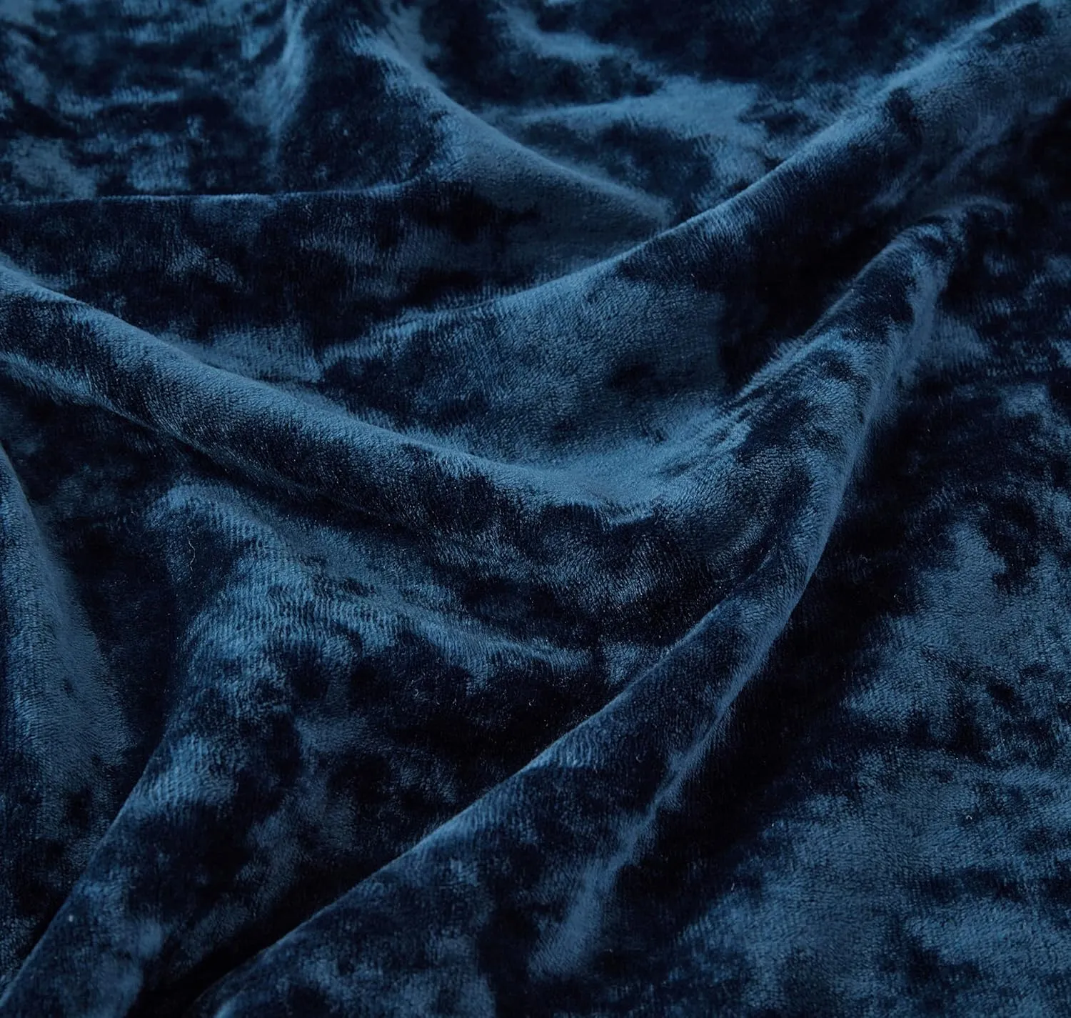 Chezmoi Collection Lux Navy Blue Crushed Velvet Curtains, 2 Panel Set, Room Darkening Distressed Velvet Grommet Top Curtain, 50" W x 96" L for Living Room Bedroom Window Drapes