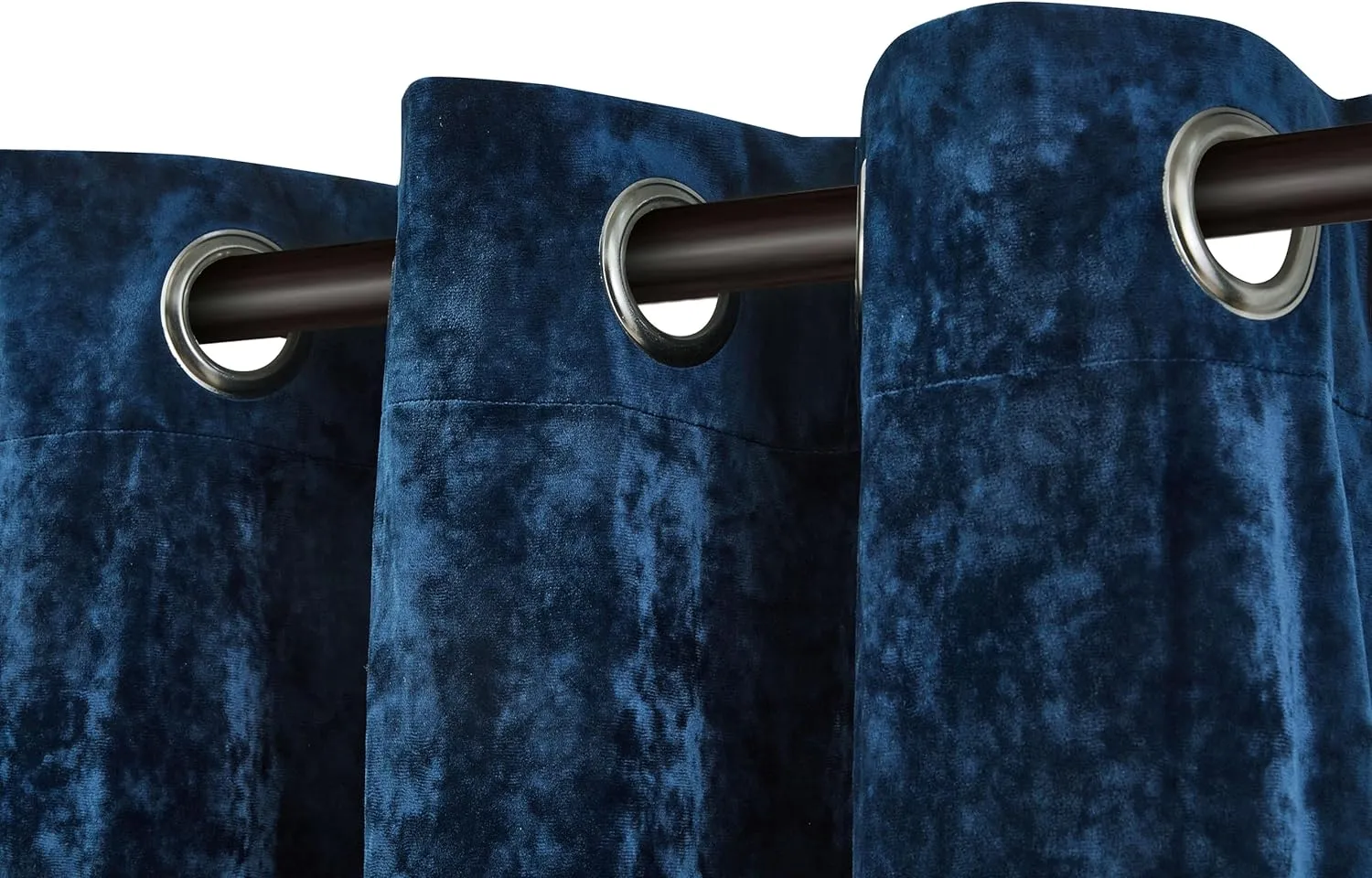 Chezmoi Collection Lux Navy Blue Crushed Velvet Curtains, 2 Panel Set, Room Darkening Distressed Velvet Grommet Top Curtain, 50" W x 96" L for Living Room Bedroom Window Drapes
