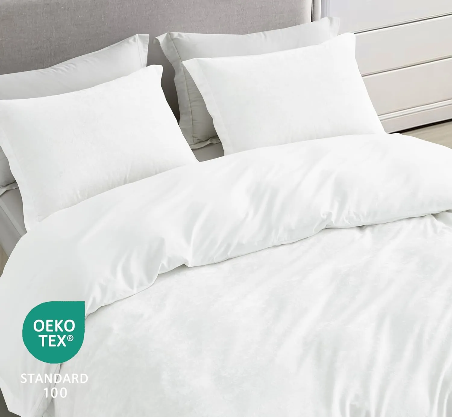 Chezmoi Collection Piers 3-Piece Cream White Distressed Velvet Duvet Cover Set Queen Size with Button Closure and 8 Corner Ties, Soft Washed Microfiber Reverse Comforter Cover