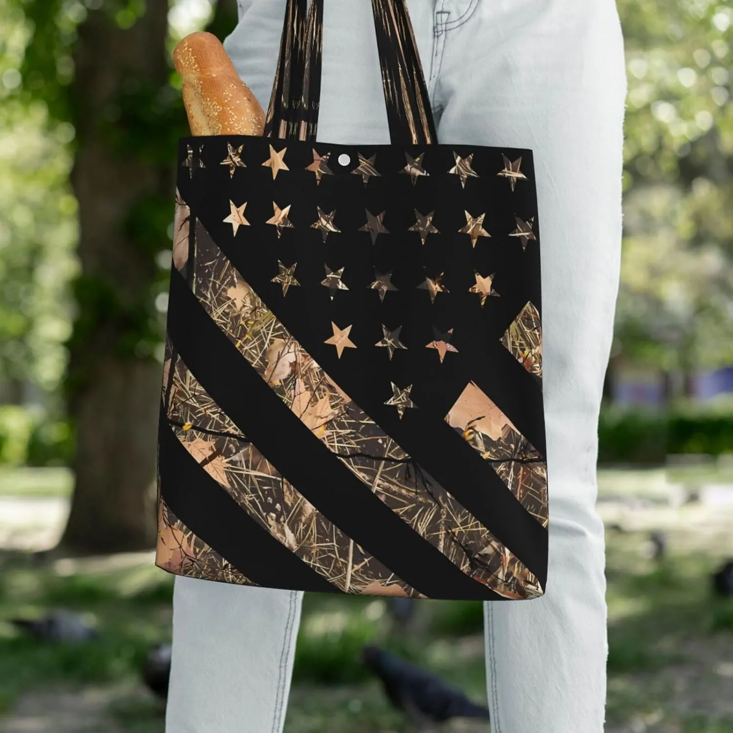 Chicago City Skyline American Flag Canvas Totes Bag Shoulder Bags Shopping Crossbody Work Bag 13.8 X 15.4 inch