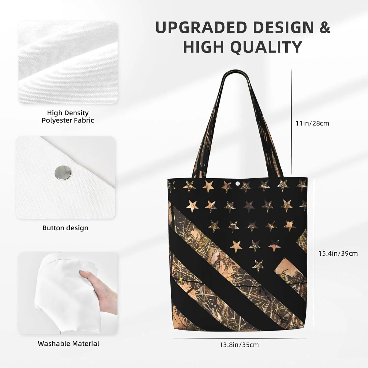 Chicago City Skyline American Flag Canvas Totes Bag Shoulder Bags Shopping Crossbody Work Bag 13.8 X 15.4 inch