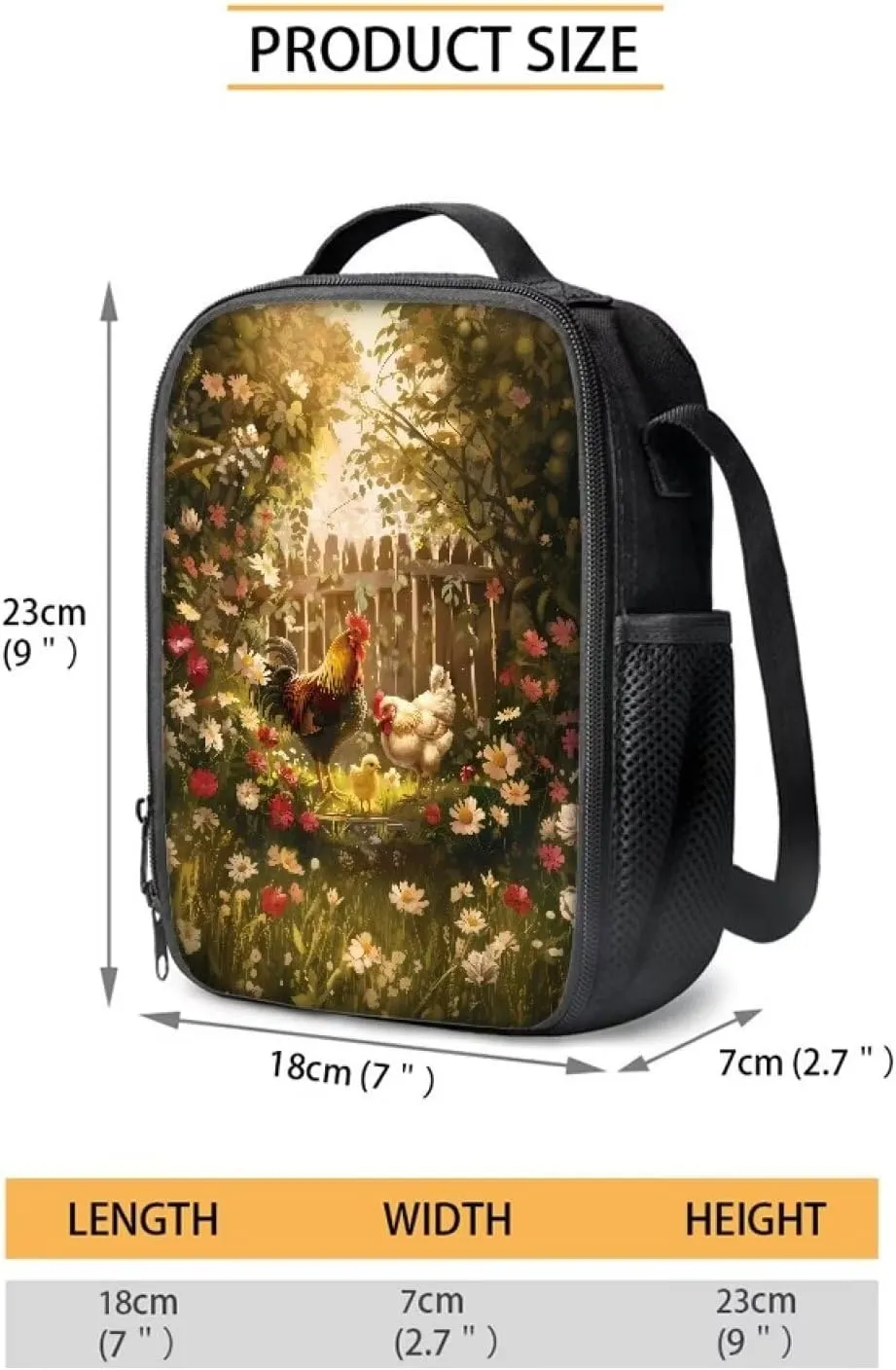 Chicken Backpack Set for Boys 10-14 Large Capacity Bookbag Leakproof Portable Lunch Bag Mini Penil Case for Outdoor Sport Travel Picnic
