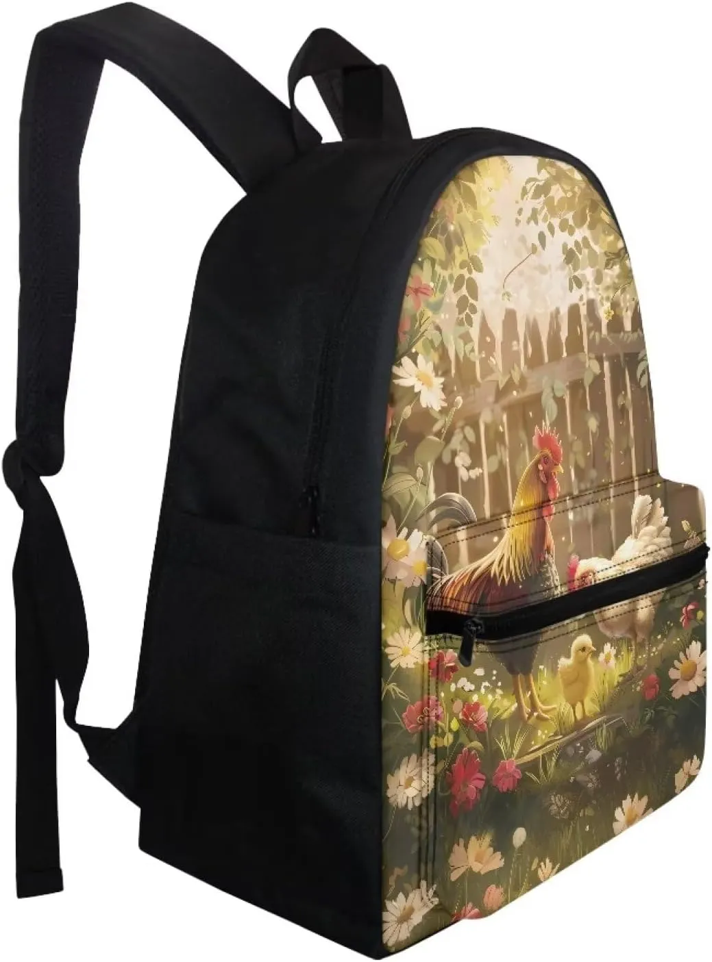 Chicken Backpack Set for Boys 10-14 Large Capacity Bookbag Leakproof Portable Lunch Bag Mini Penil Case for Outdoor Sport Travel Picnic