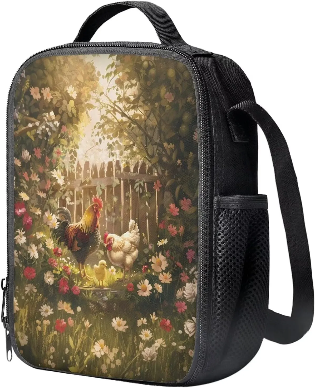 Chicken Backpack Set for Boys 10-14 Large Capacity Bookbag Leakproof Portable Lunch Bag Mini Penil Case for Outdoor Sport Travel Picnic