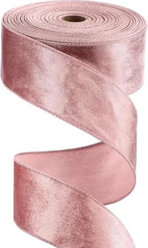 Chuangdi 1 Roll 2.5 Inch, 30 Yard Christmas Velvet Ribbon Vintage Rose Gold Wide Ribbons for Gift Wrapping Christmas Tree Ornaments Xmas Party Decoration Wreath Crafts Bow Making