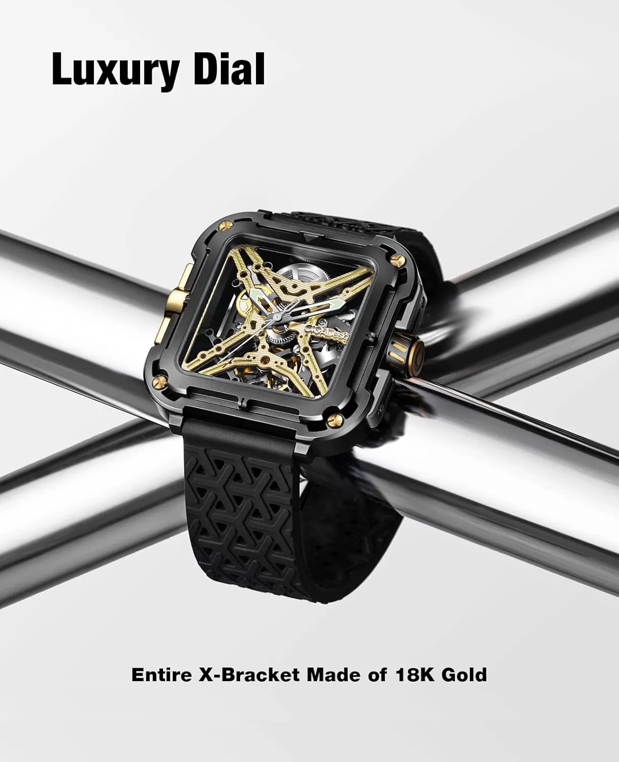 CIGA Design Mechanical Automatic Watch X Series SUV Inspired Anti-Shock Design Sapphire Crystal Analog Skeleton Watches with Silicone and Nylon Strap Fashion Wrist Accessories Gifts for Men and Women