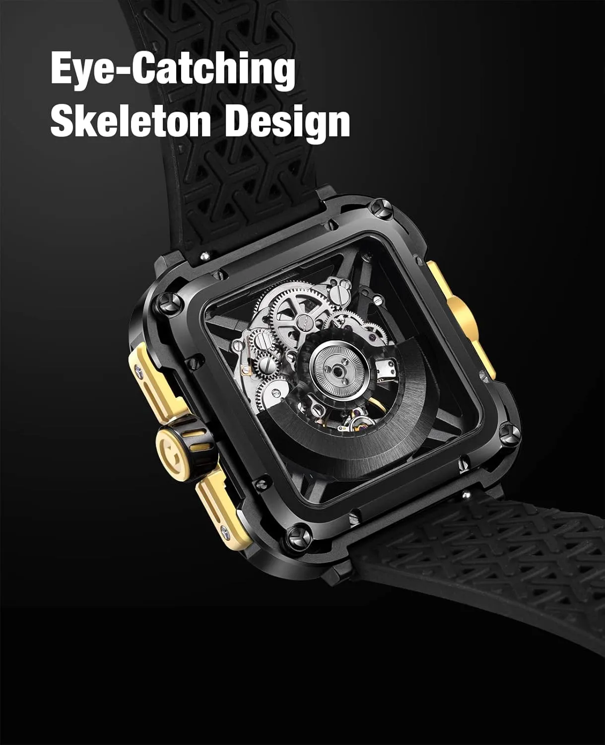 CIGA Design Mechanical Automatic Watch X Series SUV Inspired Anti-Shock Design Sapphire Crystal Analog Skeleton Watches with Silicone and Nylon Strap Fashion Wrist Accessories Gifts for Men and Women
