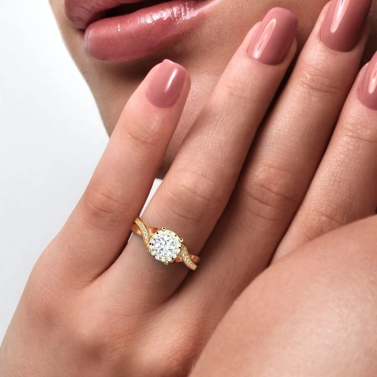 Clara Pucci 1 ct Round Cut anniversary European vintage split-shank solitaire with accents halo Infinity Solid 18K White Gold engagement ring Band
