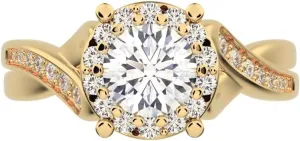 Clara Pucci 1 ct Round Cut anniversary European vintage split-shank solitaire with accents halo Infinity Solid 18K White Gold engagement ring Band