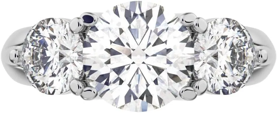 Clara Pucci 2.2 ct Round Cut anniversary 3 stone vintage European classic 14k White Gold engagement ring Band