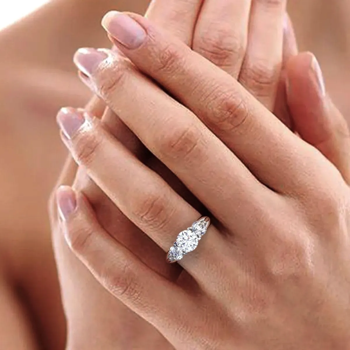 Clara Pucci 2.2 ct Round Cut anniversary 3 stone vintage European classic 14k White Gold engagement ring Band
