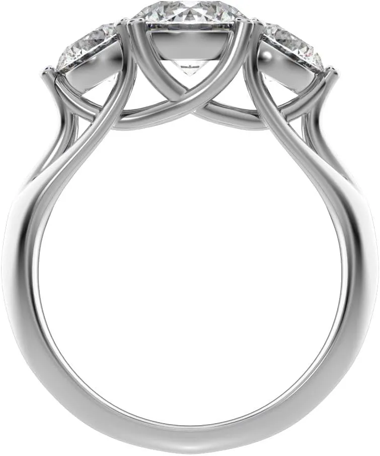 Clara Pucci 2.2 ct Round Cut anniversary 3 stone vintage European classic 14k White Gold engagement ring Band