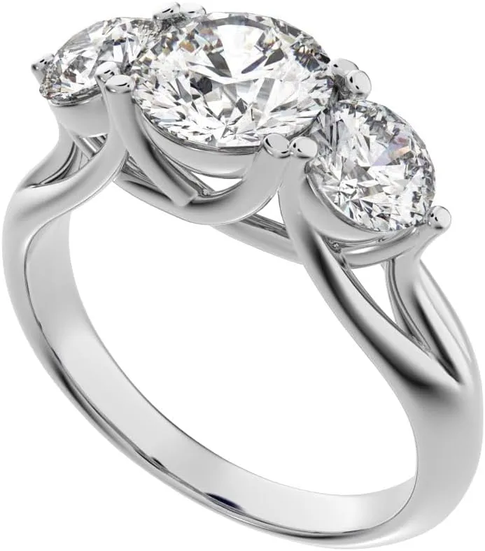 Clara Pucci 2.2 ct Round Cut anniversary 3 stone vintage European classic 14k White Gold engagement ring Band