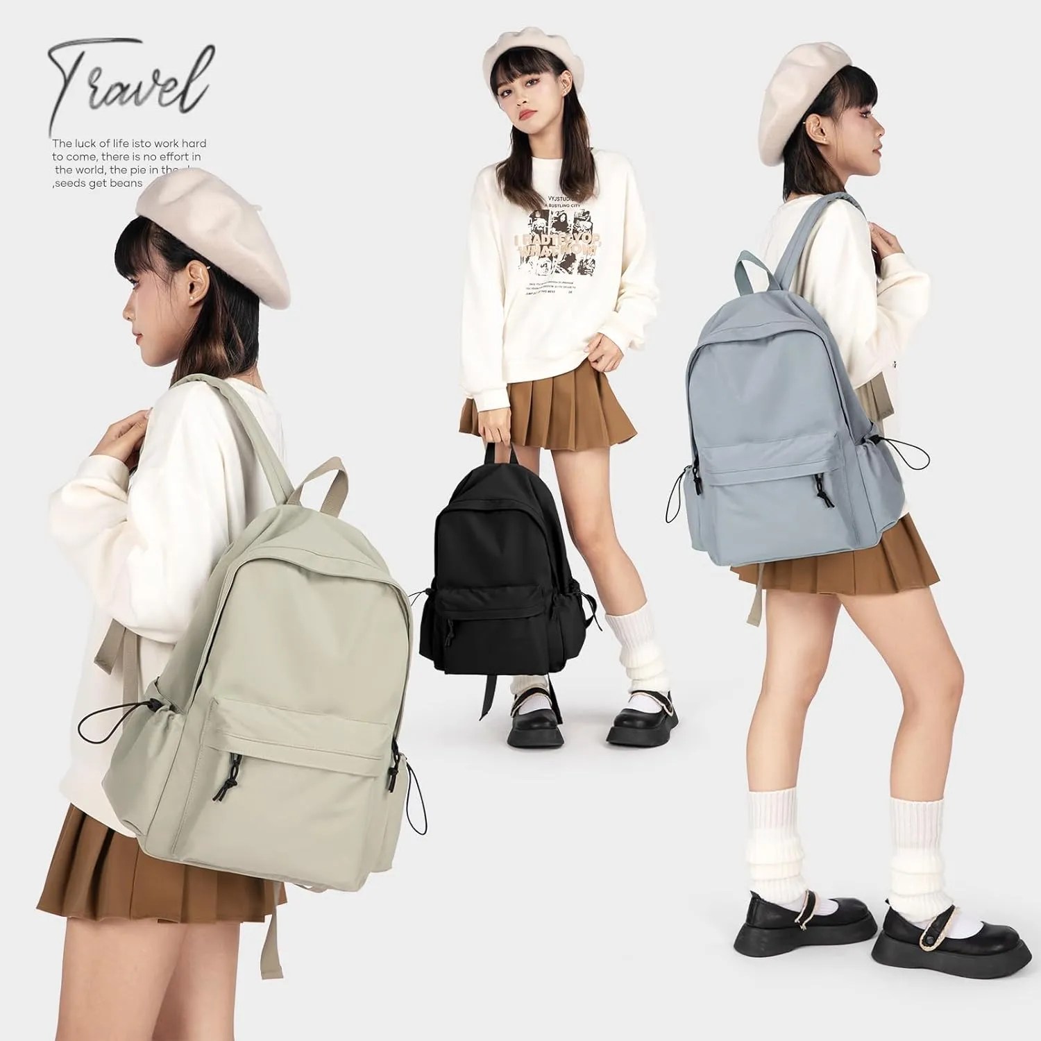 Classic Basic Black Backpack For Women,Waterproof High School Bookbag,Lightweight Casual Travel Daypack,College Backpack Men,Middle School Bag For Girls Boys