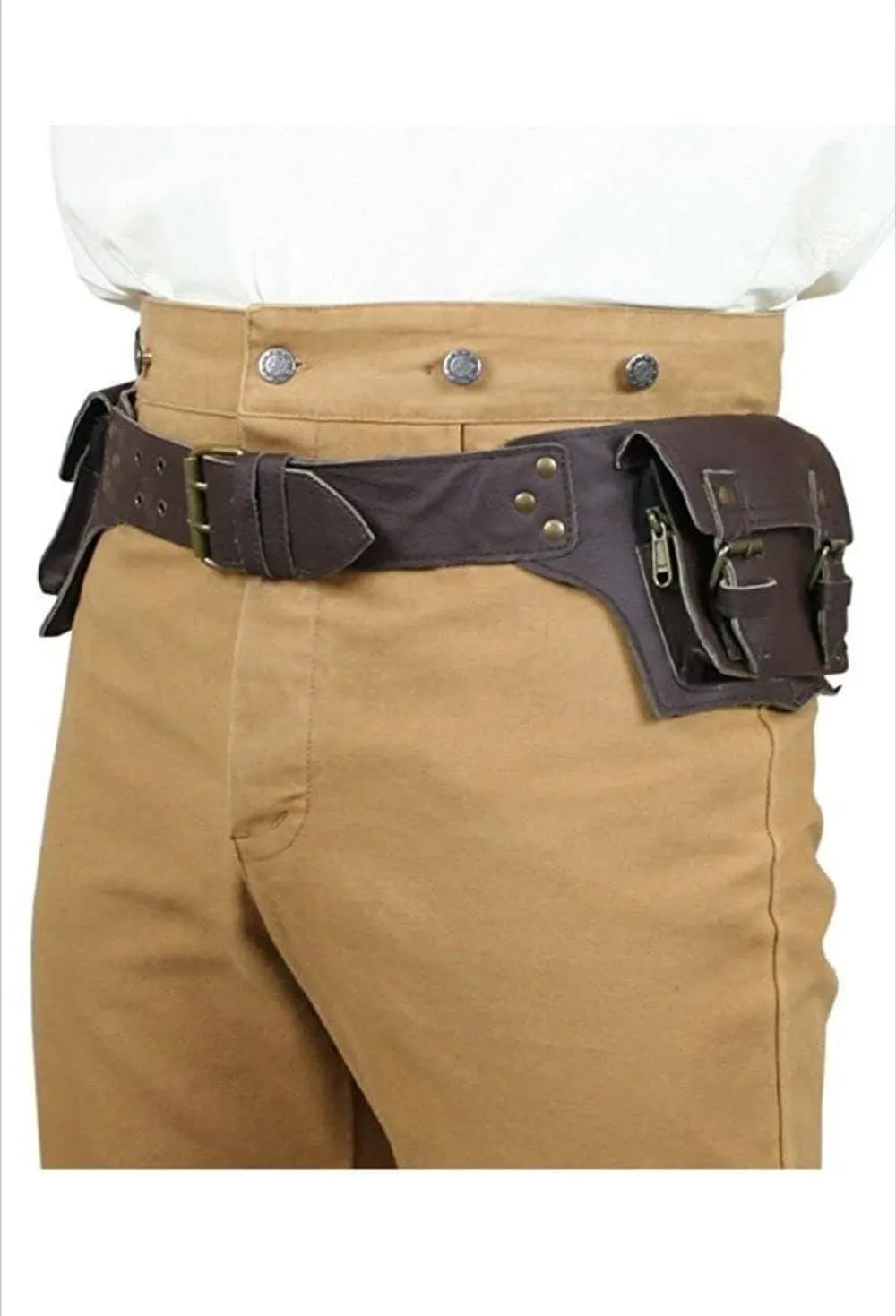 Classic Vintage Brown Leather Waist Fanny Pack for Men and Women, Stylish and Functional Belt Bag