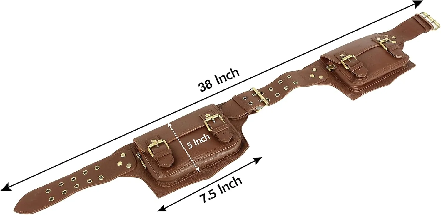 Classic Vintage Brown Leather Waist Fanny Pack for Men and Women, Stylish and Functional Belt Bag
