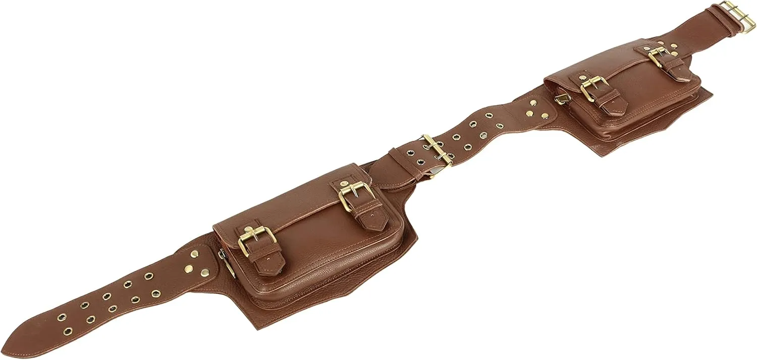Classic Vintage Brown Leather Waist Fanny Pack for Men and Women, Stylish and Functional Belt Bag