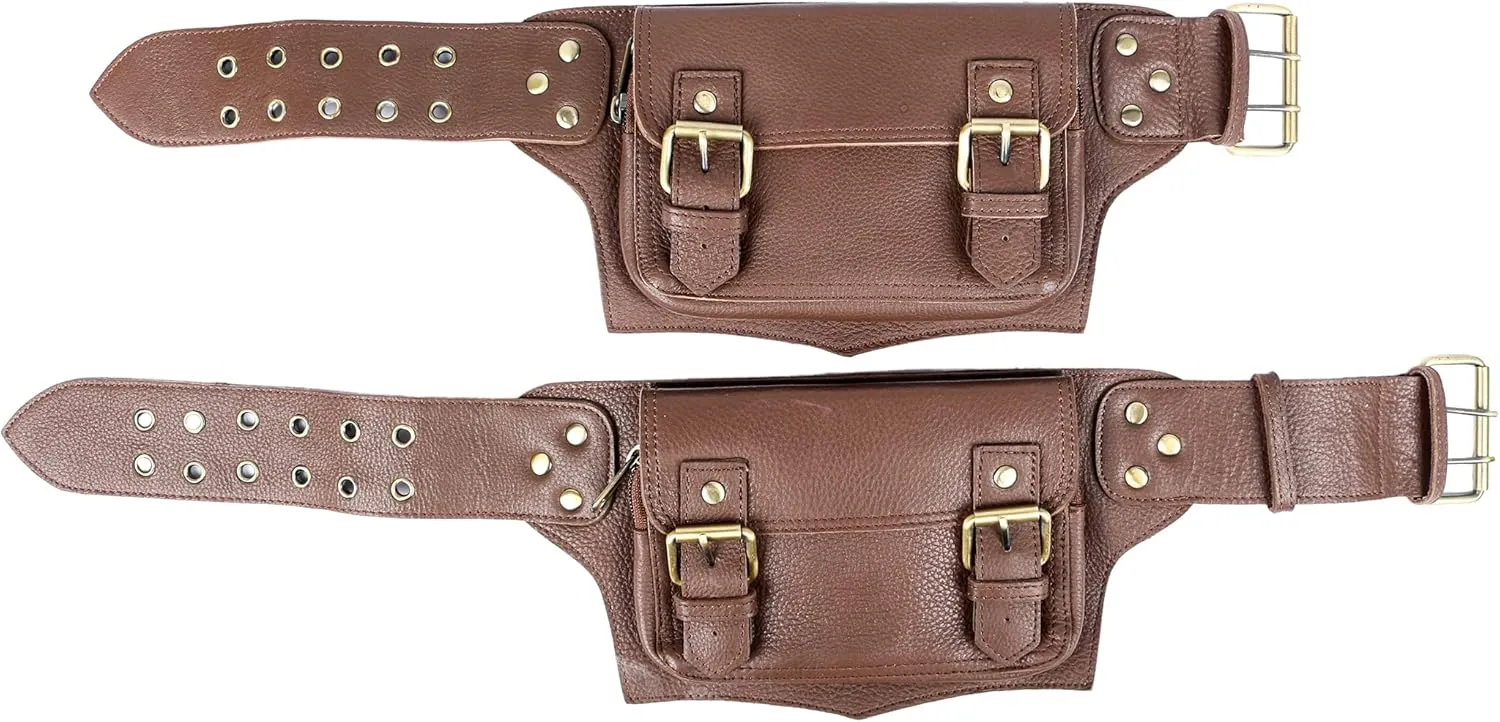 Classic Vintage Brown Leather Waist Fanny Pack for Men and Women, Stylish and Functional Belt Bag