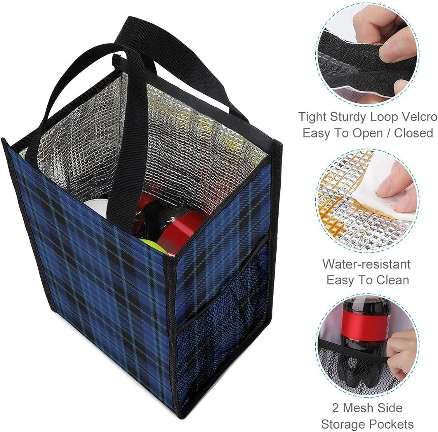 Clergy Blue Black White Portable Large Capacity Folding Insulation Bag Unisex