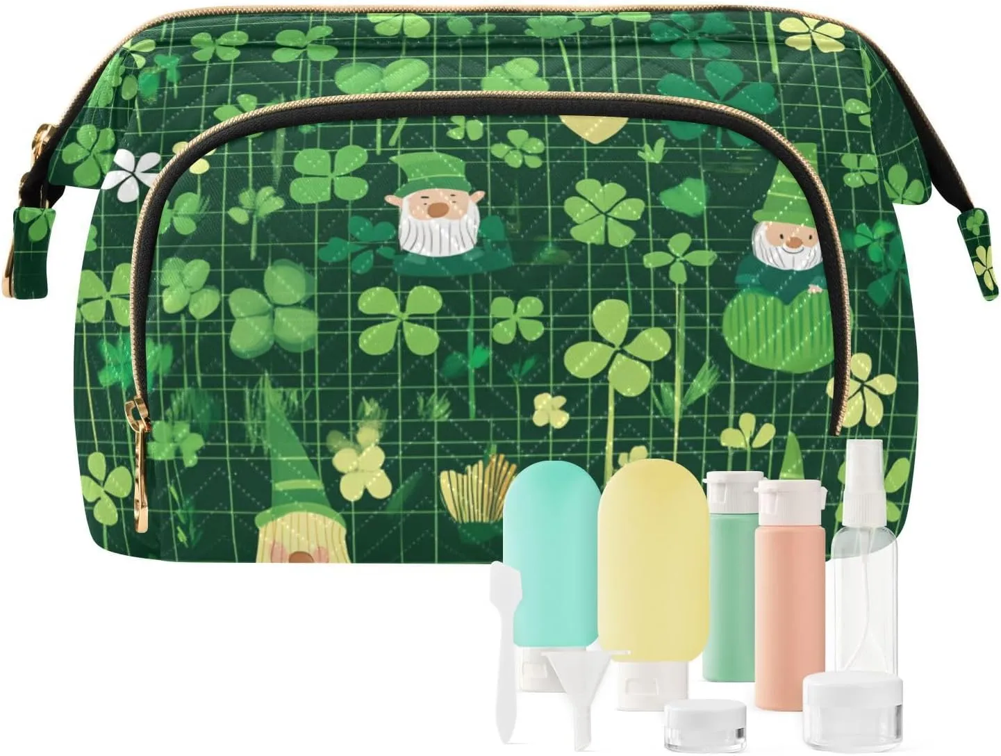 Clovers and Dwarf Green Travel Bag Portable Hanging Cosmetic Bag Cosmetic Bags For Purse for Cosmetic Travel