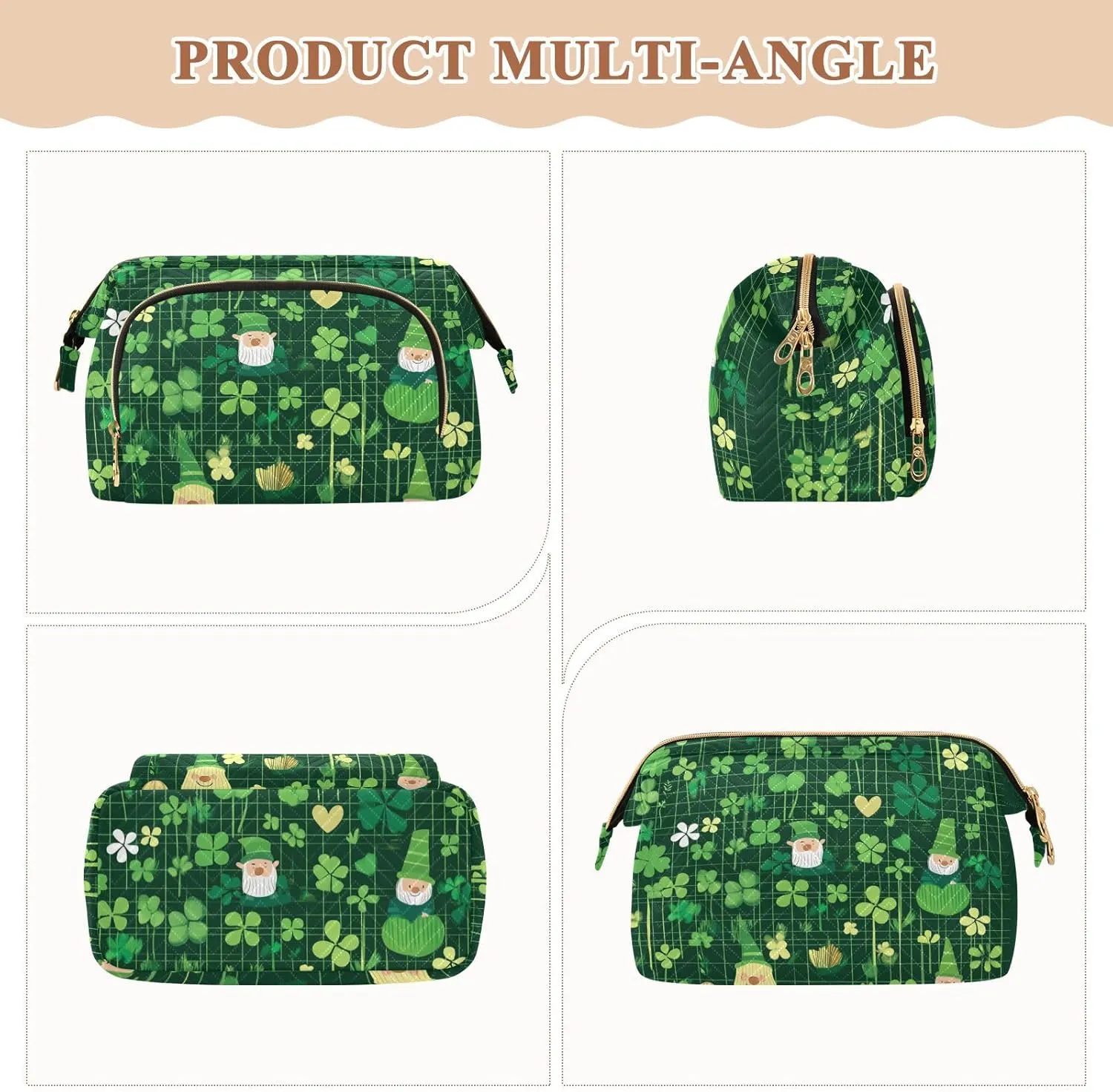 Clovers and Dwarf Green Travel Bag Portable Hanging Cosmetic Bag Cosmetic Bags For Purse for Cosmetic Travel