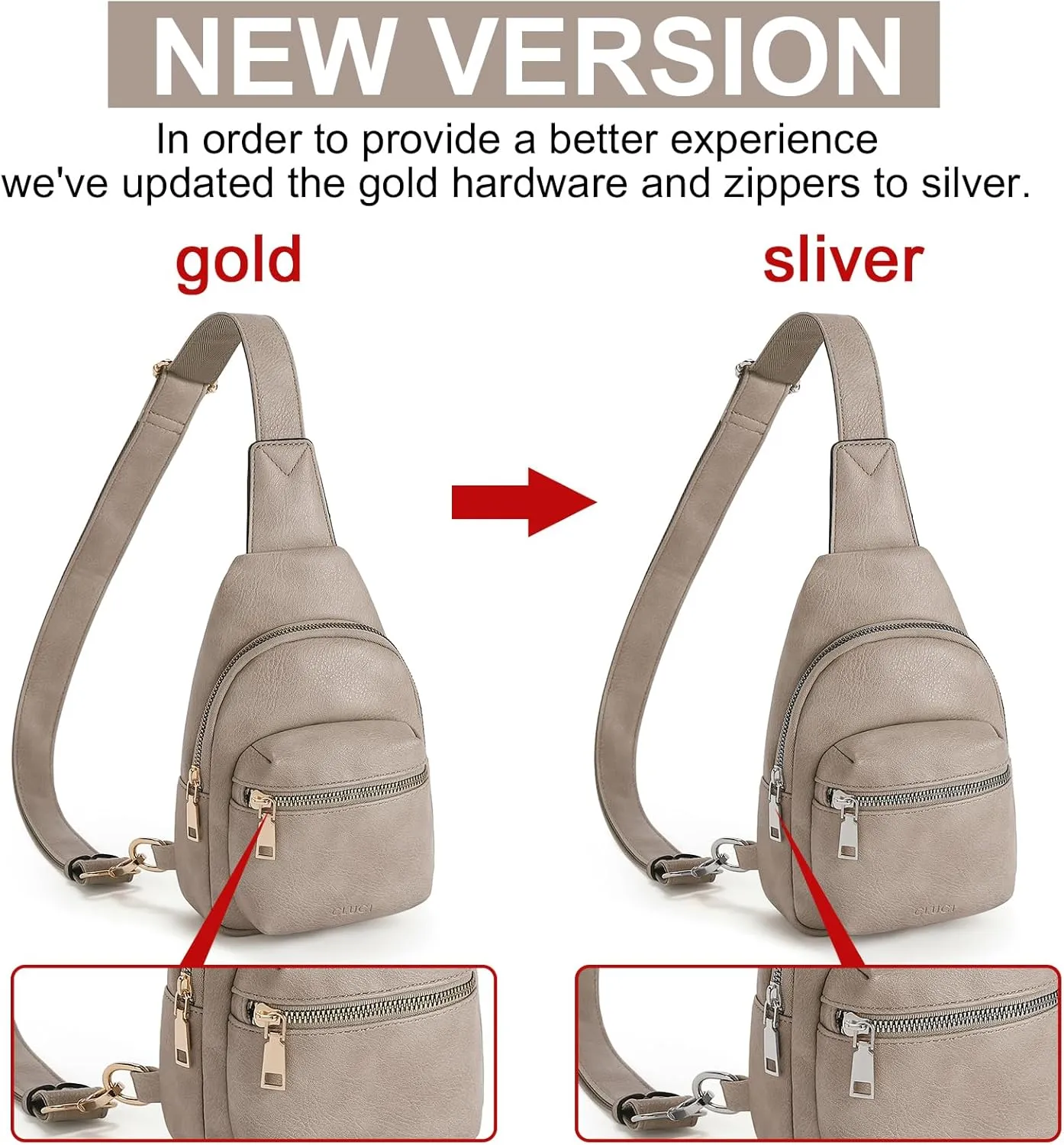 CLUCI Small Sling Bag for Women, Leather Crossbody Fanny Packs Trendy, Women's Chest Bag
