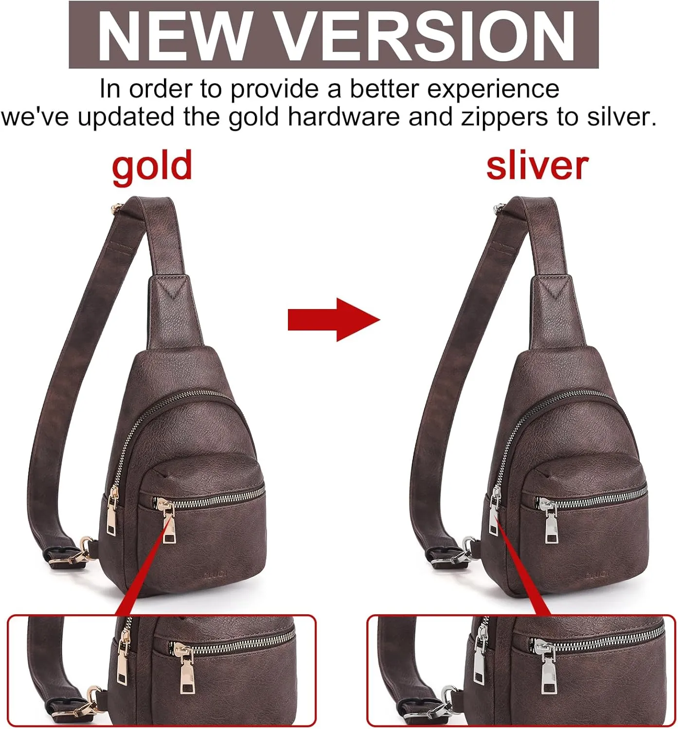 CLUCI Small Sling Bag for Women, Leather Crossbody Fanny Packs Trendy, Women's Chest Bag