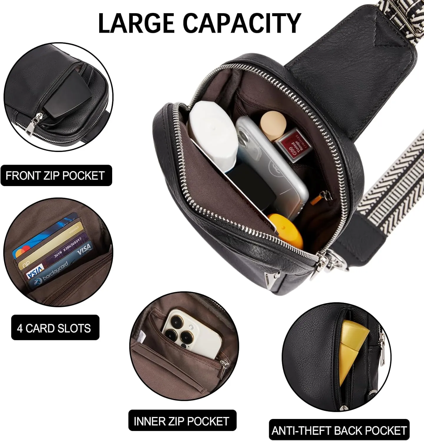CLUCI Small Sling Bag for Women Vegan Leather Crossbody Chest Bags Trendy, Women's Fanny Pack