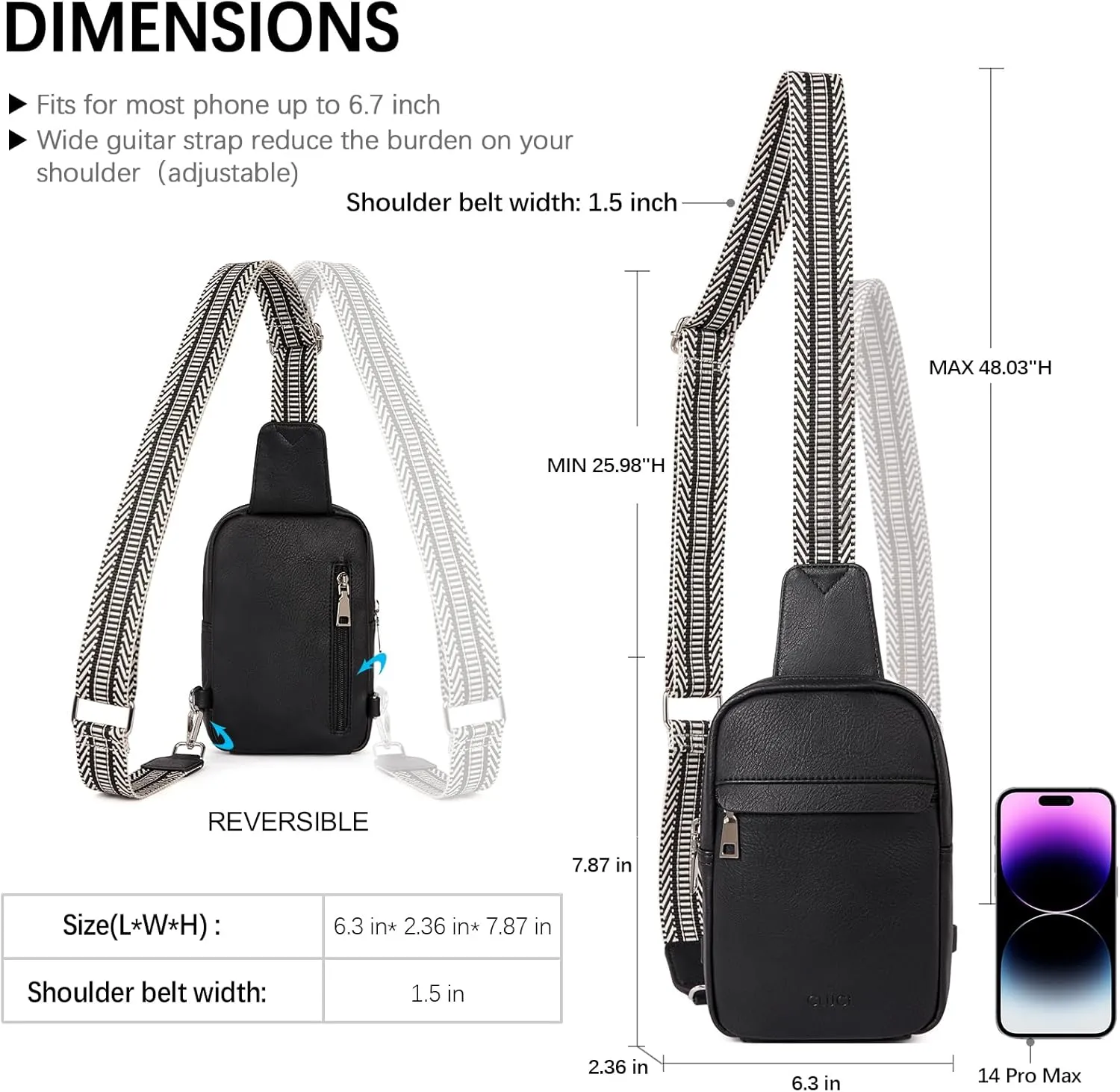 CLUCI Small Sling Bag for Women Vegan Leather Crossbody Chest Bags Trendy, Women's Fanny Pack