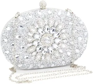 Clutch Purses for Women Evening Bag Nude Purse Luxury Handbag Bride Wallet Glitter Multicolor Rhinestone Bags