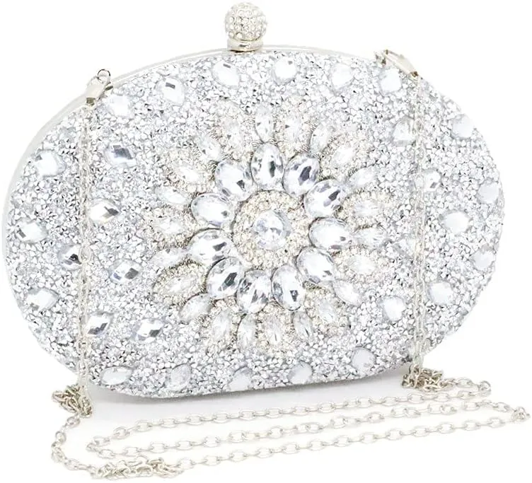 Clutch Purses for Women Evening Bag Nude Purse Luxury Handbag Bride Wallet Glitter Multicolor Rhinestone Bags