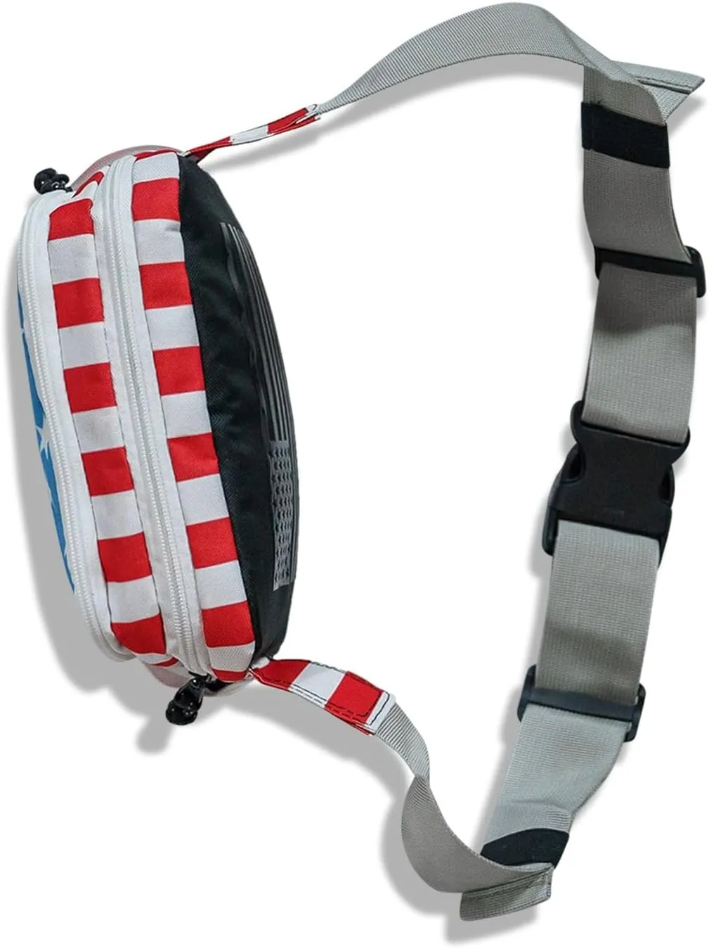 Combat Iron Tactical Men’s Fanny Pack | Adjustable Waist Belt, Zippered Pockets | Compact Lightweight Belt Bag | Everyday Hip Pouch for Travel Outdoor Running Hunting | American Flag