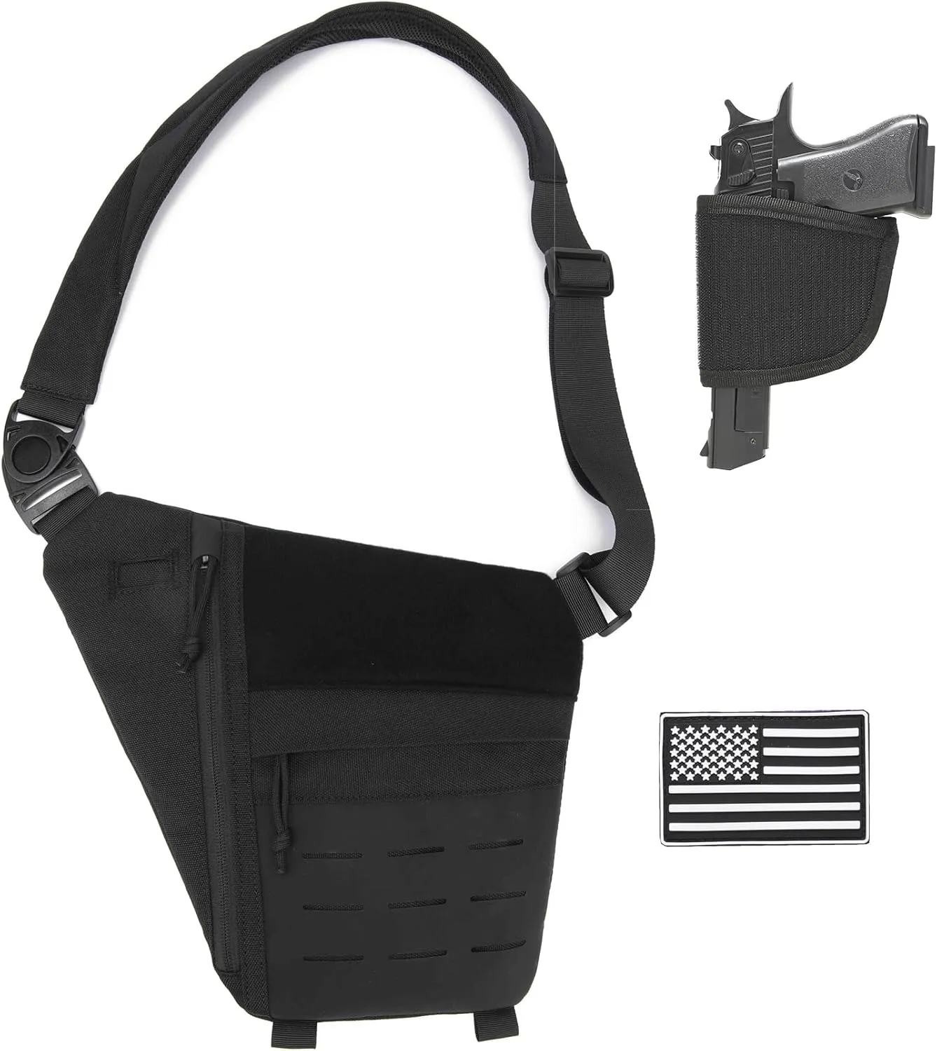 Concealed Carry Sling Bag for Men, Chest Holster Bag of Pistols Anti-Thief Crossbody Daypack Personal Pocket Sling Pack