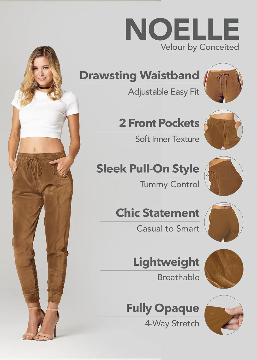 Conceited Leggings for Women in Luxe Velvet or Vegan Faux Leather - Available in Regular and Plus Size